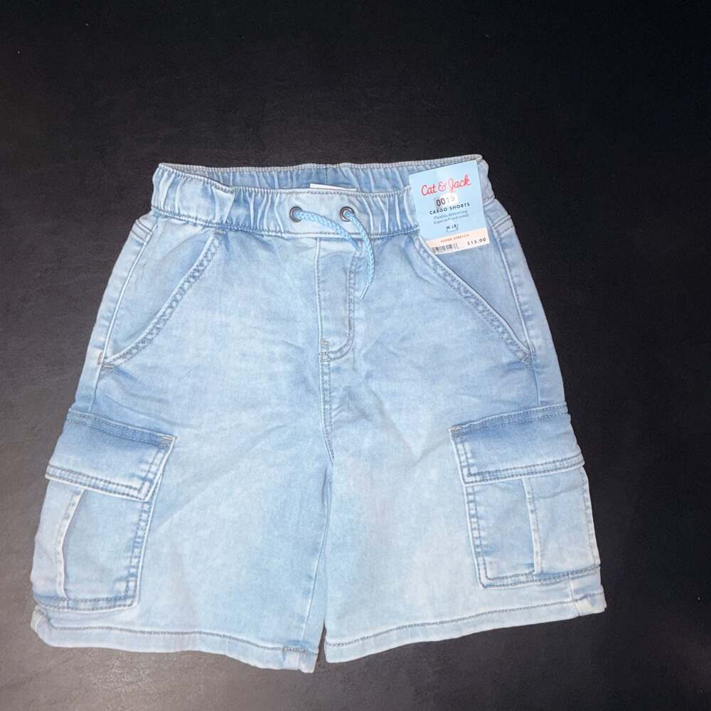 Cat & Jack Cargo Shorts, Light Wash Denim, Size M (8)